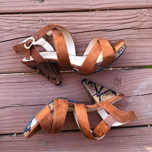Brown Suede Sandal Heels | 6 | CL by Laundry